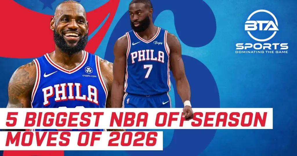 Two basketball players in Philadelphia jerseys graphic