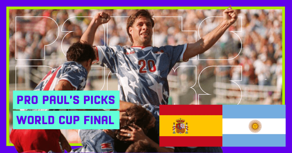 Soccer players celebrating World Cup final graphic